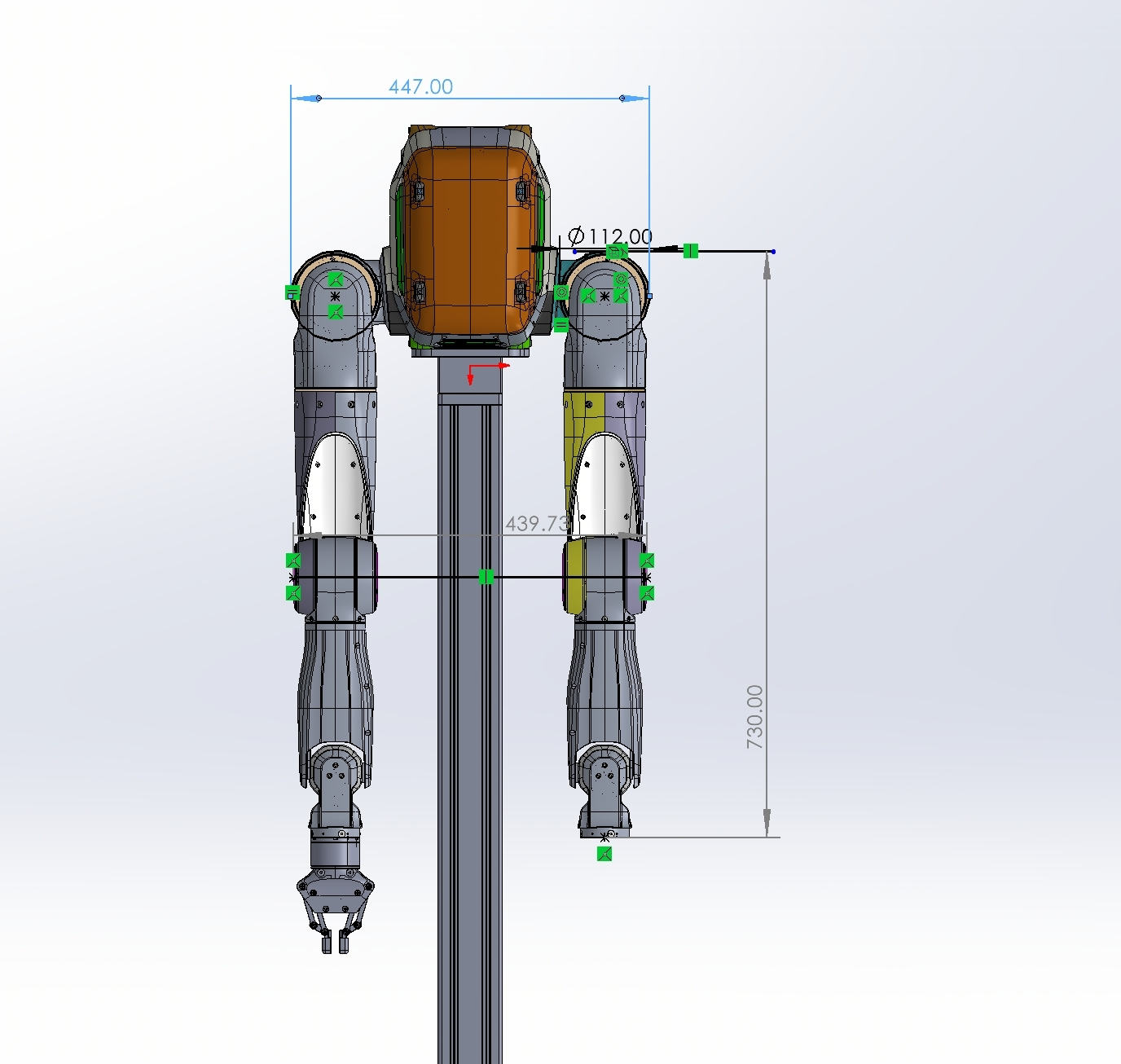 dual arm dimensions